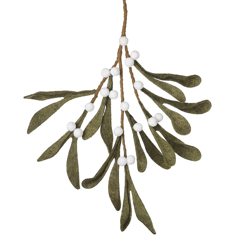 Green Felt Mistletoe Branch Christmas Decoration by Heaven Sends